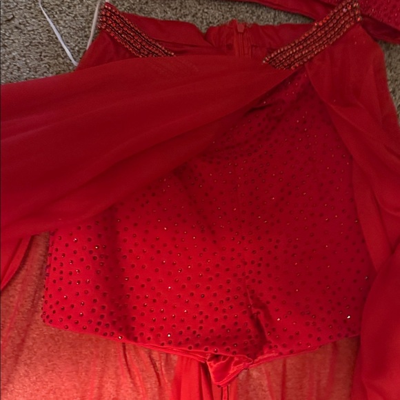 Sherri Hill Red High Low Dress studded shorts for prom - SHORTS Glam - Picture 9 of 16